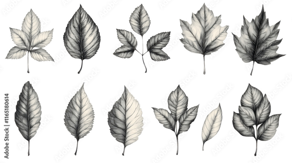 Obraz premium set of laurel leaves isolated on white background 