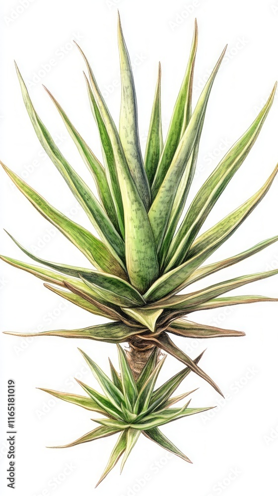 Fototapeta premium Detailed Botanical Illustration of a Stunning Aloe Plant