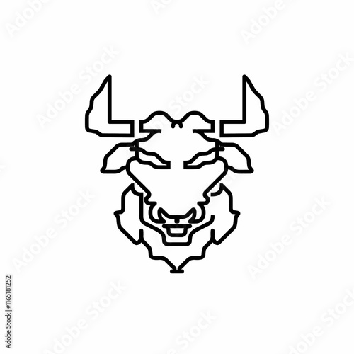 simple and easy angry bull logo vector design sketch