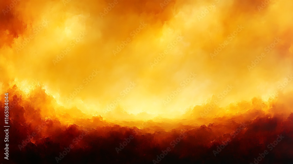 Naklejka premium Fiery Abstract Landscape Golden Hues And Dark Shadows
