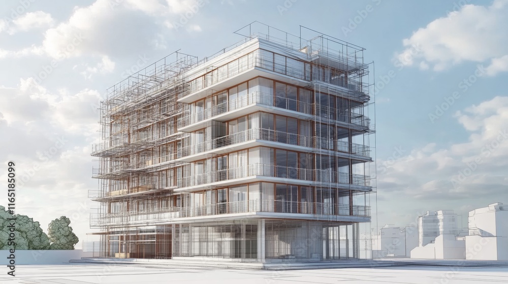 Modern Architectural Design: A Multi-Story Building Under Construction Modern Architectural Design: A Multi-Story Building Under Construction