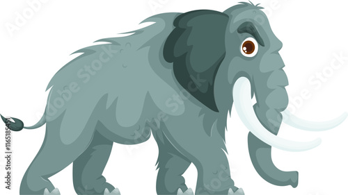 Brown and beige cartoon fantasy creature with shaggy fur, long tail, and horns, isolated on a white background.