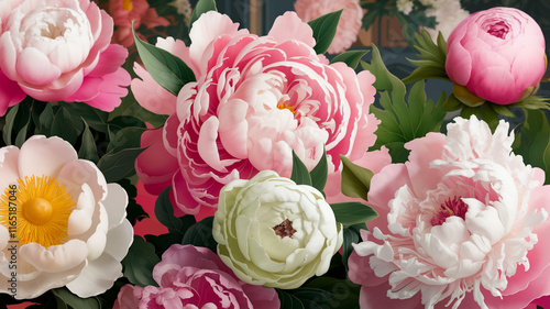 Vibrant Arrangement of Beautiful Peonies