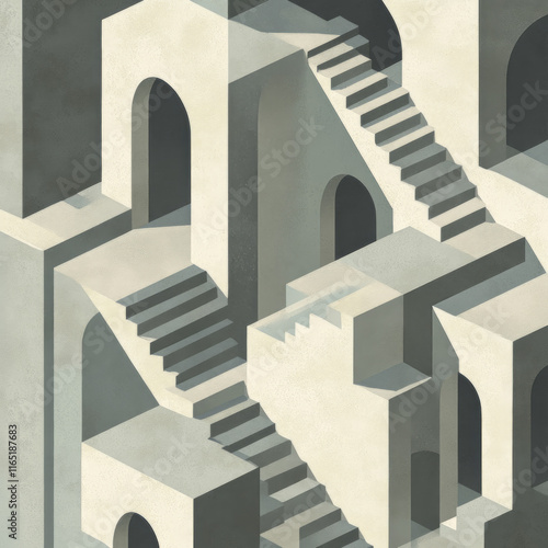 Wallpaper Mural Abstract Architectural Staircase Labyrinth Torontodigital.ca