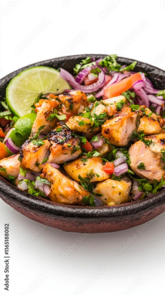 Aromatic Grilled Chicken Salad in a Traditional Bowl - A Culinary Delight Aromatic Grilled Chicken Salad in a Traditional Bowl - A Culinary Delight