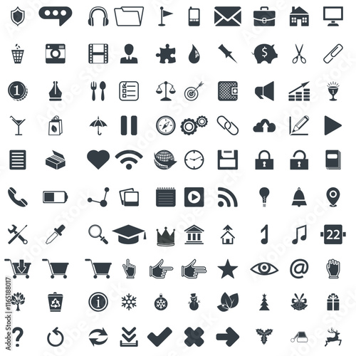 100 universal icons free vector