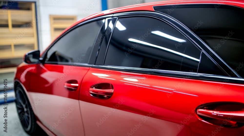 Side view of car window tint, ceramic film provides heat rejection and UV protection with stable color, car film installed on the glass surface of the , selected focus car tinting service Side view of car window tint, ceramic film provides heat rejection and UV protection with stable color, car film installed on the glass surface of the , selected focus car tinting service