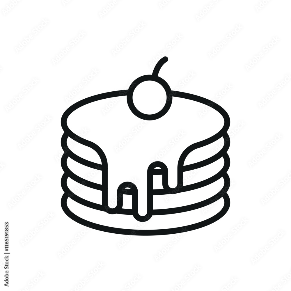 Obraz premium Pancake Food Icon showcases a sweet and inviting style, ideal for highlighting comfort food, casual dining, or syrup-drizzled treats