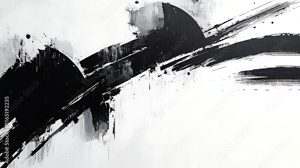 Fototapeta premium Black grey white minimal abstract geometric strokes