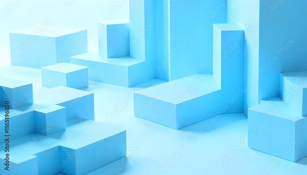 Serene Blue Geometric Forms: A Minimalist Abstract Composition Serene Blue Geometric Forms: A Minimalist Abstract Composition