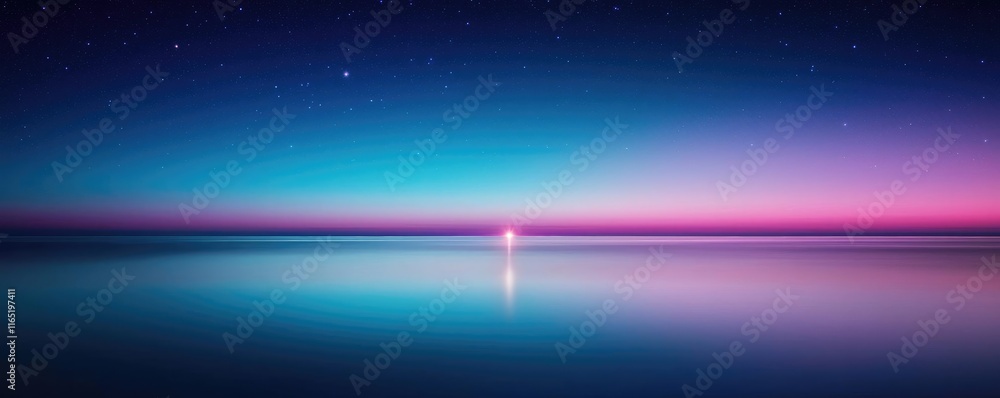 Obraz premium Starry abstract background concept. A vibrant sunset over calm waters with a gradient of colors in the sky