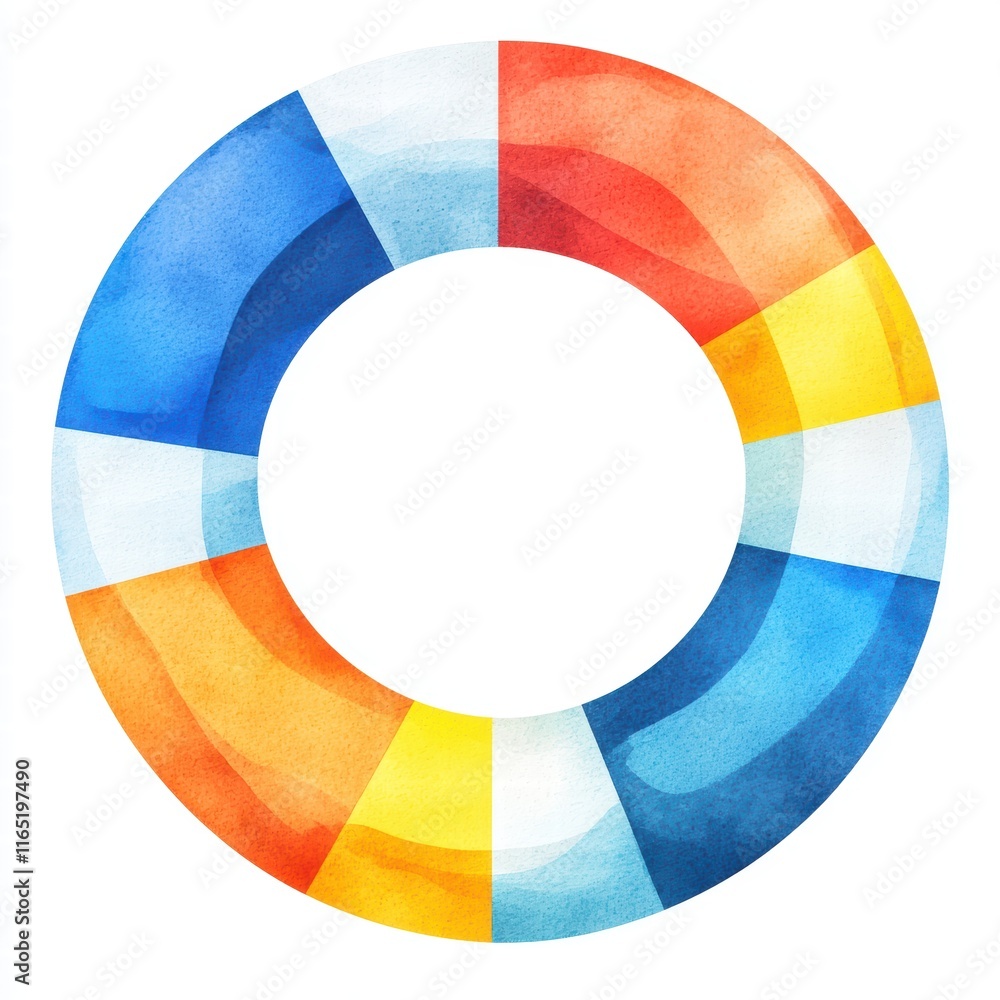 Obraz premium Circular Watercolor Background with Vibrant Colors in Bright Shades and Patterns
