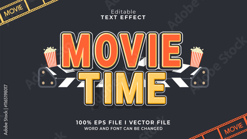 editable 3d movie time bold text effect.typhography logo