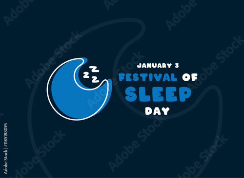 Festival of Sleep Day. January 3. Moon icon.