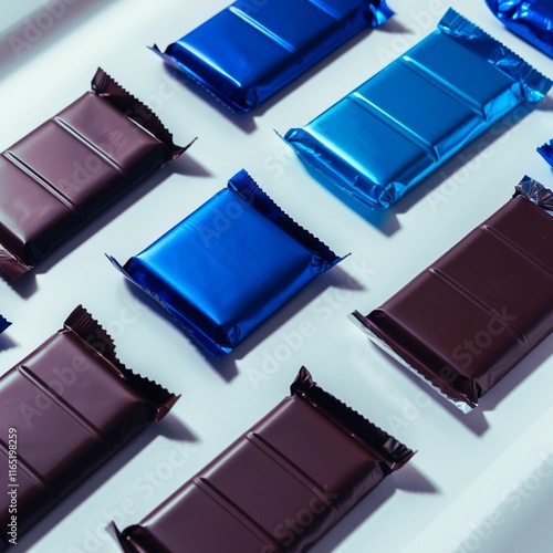 Brown and blue blank chocolate bars 