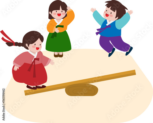 한국 전통 놀이 - 널뛰기