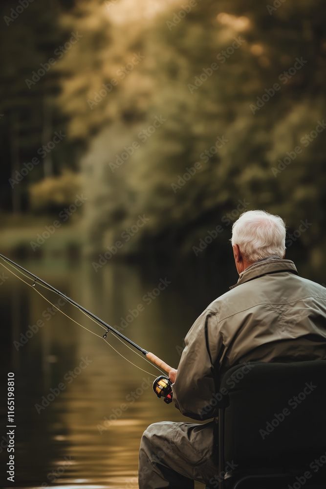 a elderly man fishing on a serene quiet river a elderly man fishing on a serene quiet river