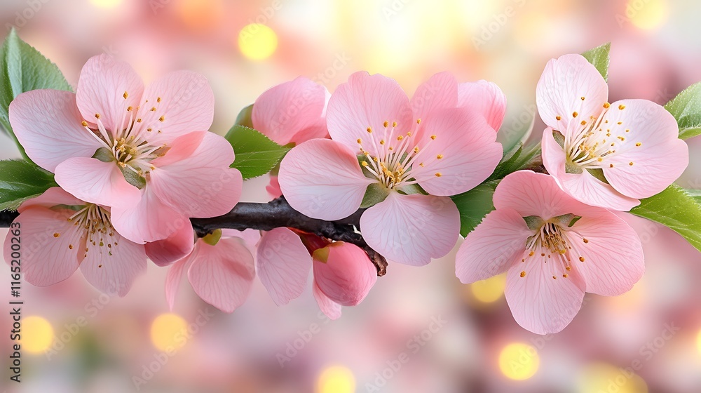 Naklejka premium Delicate Pink Blossoms Branching Out Beautifully