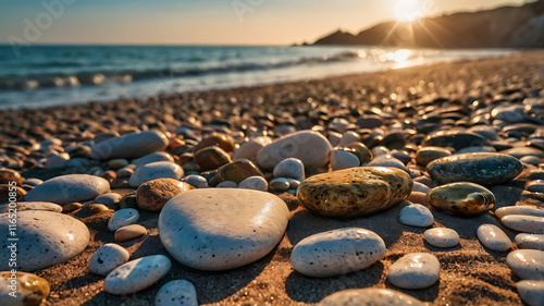 stones on the beach HD 8K wallpaper Stock Photographic Image
