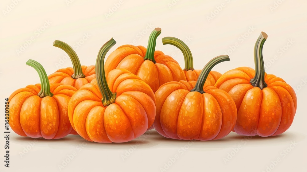 A collection of vibrant orange pumpkins on a soft background. A collection of vibrant orange pumpkins on a soft background.