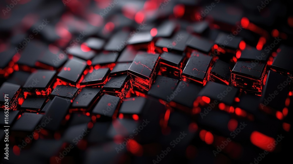Obraz premium Torn abstract background concept. Abstract close-up of glowing black and red keys, showcasing modern digital design.