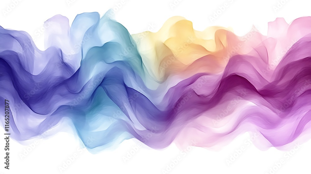 Obraz premium Abstract Pastel Waves Flowing Gently Across White