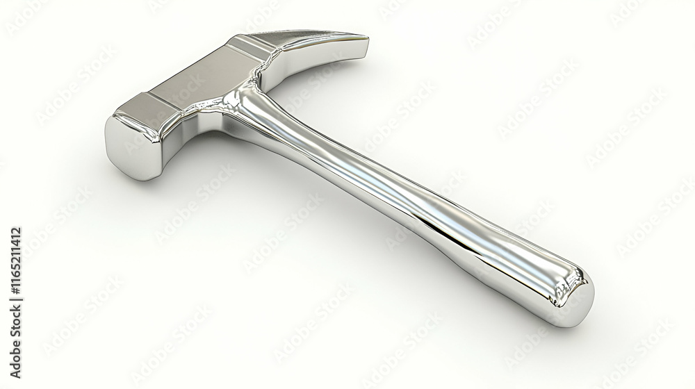 Chrome Hammer, A Polished Tool for Construction Projects, Strikingly Designed with a Gleaming Finish.