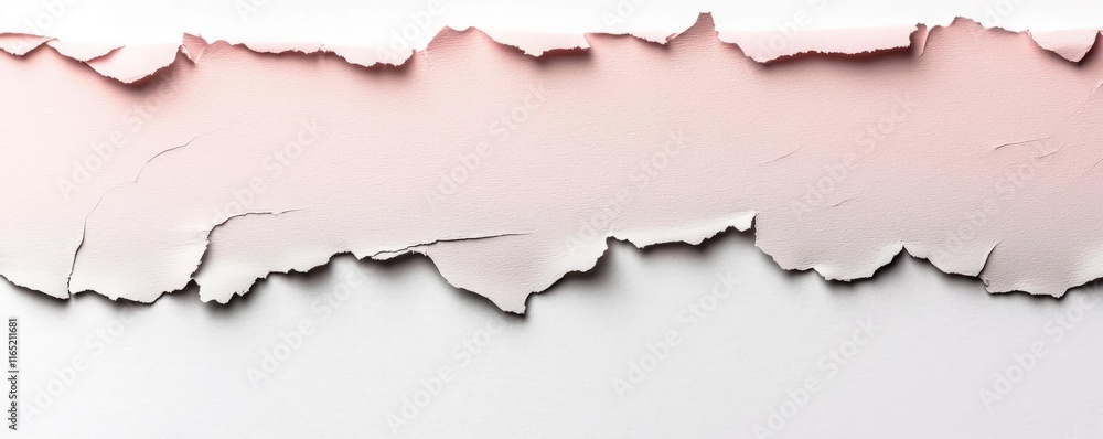 Fototapeta premium Torn abstract background concept. A close-up view of textured paper with peeling edges in soft pastel colors.