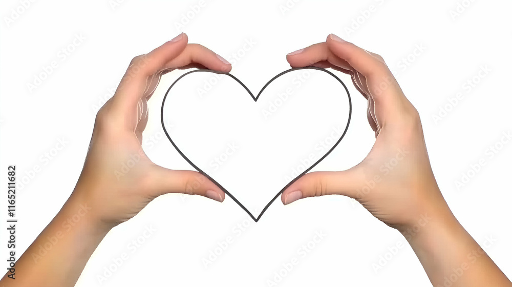 Hands Forming Heart Shape, A Symbol of Love and Care, Gently Holding a Blank Heart, Expressing Affection Deeply. Hands Forming Heart Shape, A Symbol of Love and Care, Gently Holding a Blank Heart, Expressing Affection Deeply.