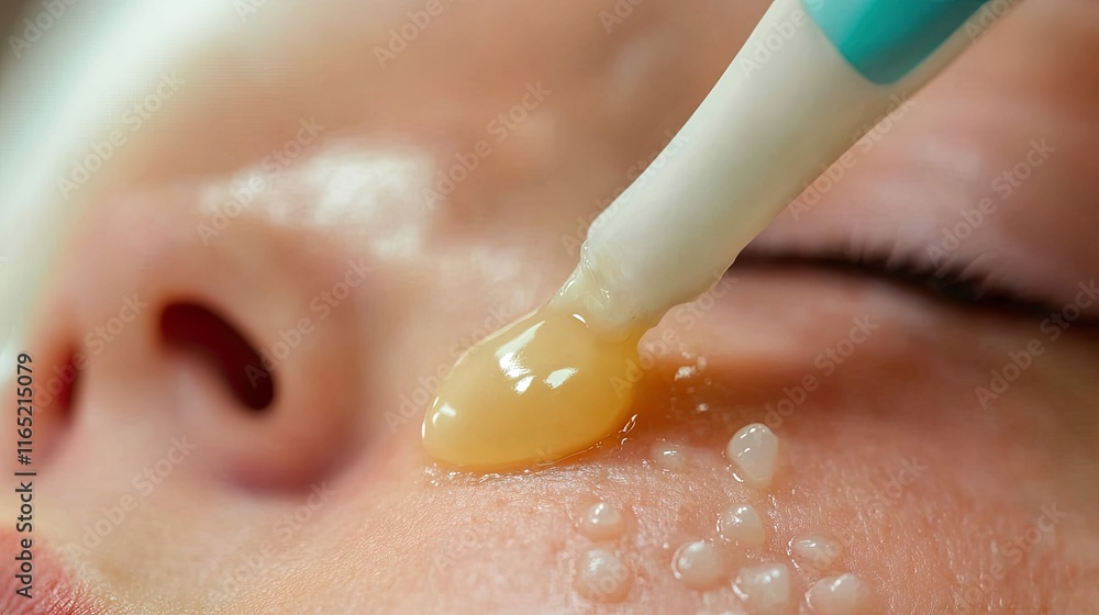 Fototapeta premium Close-Up of Facial Treatment with Gel Application on Skin Surface