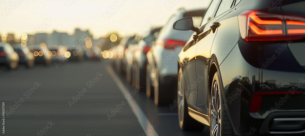 Urban parking scene with a focus on modern car design Urban parking scene with a focus on modern car design