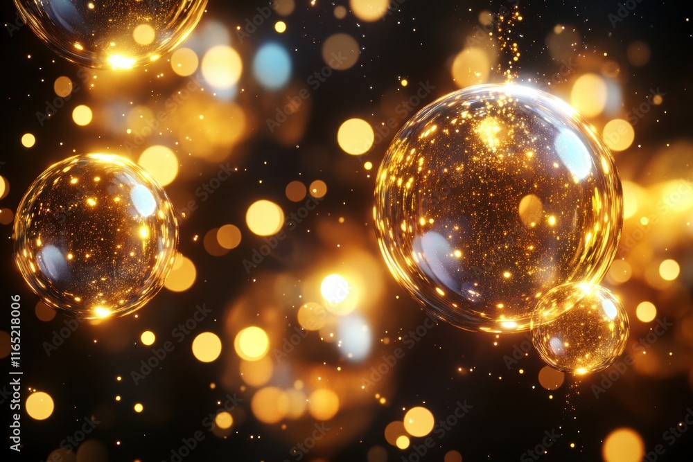 Golden Bubbles and Sparkling Lights Abstract Background Golden Bubbles and Sparkling Lights Abstract Background
