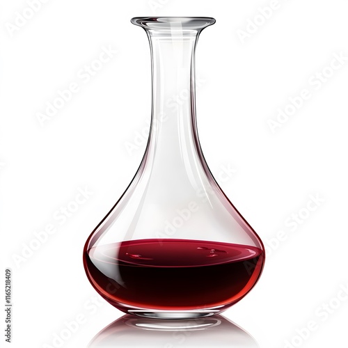 vintage wine decanter with deep red wine  isolated on white  photo