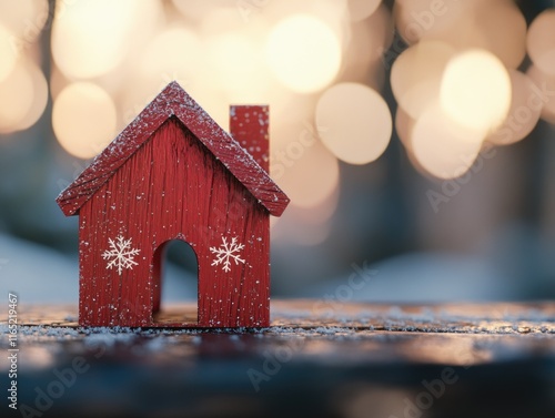 Wallpaper Mural Small red house with snowflakes Torontodigital.ca