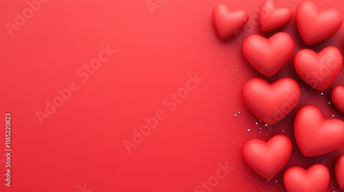 Celebrating love with red heart decorations festive event indoor setting close-up view romantic concept
