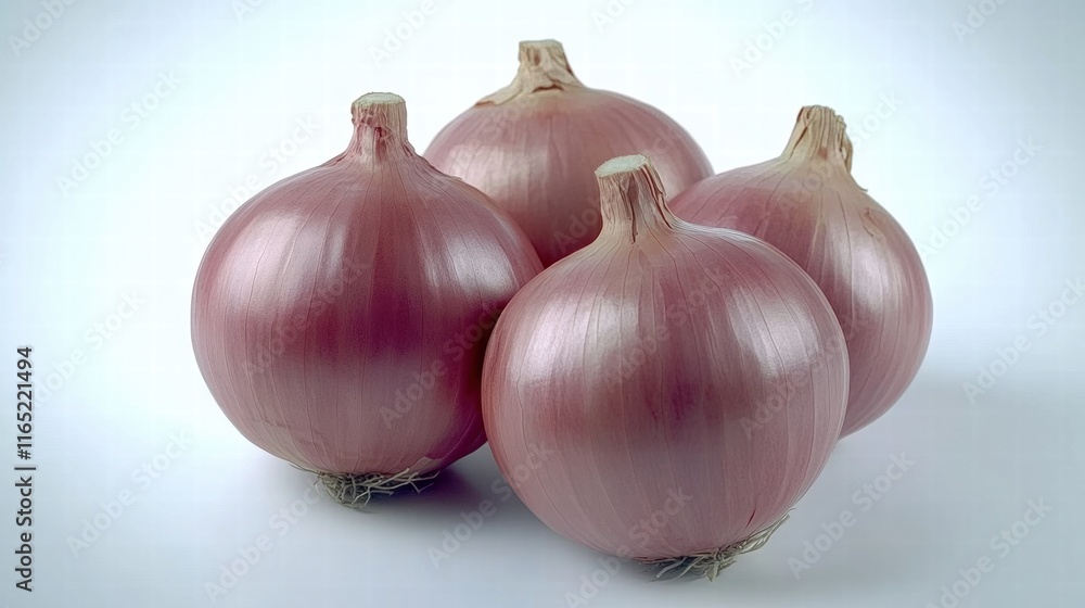 Four Red Onions on White Background Four Red Onions on White Background