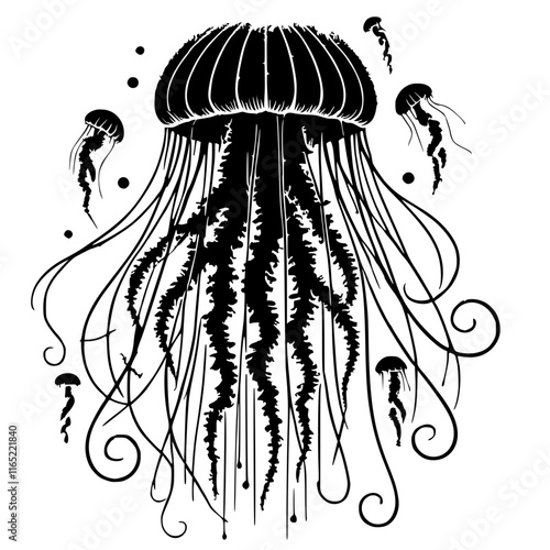 Beautiful jellyfish silhouette