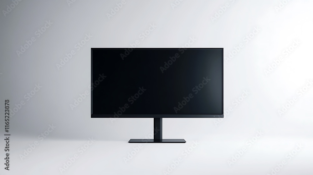 Modern Black Computer Monitor on White Background Modern Black Computer Monitor on White Background