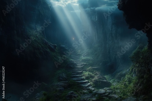 Wallpaper Mural Mystical Stone Steps Leading to Light in Dark Forest Torontodigital.ca
