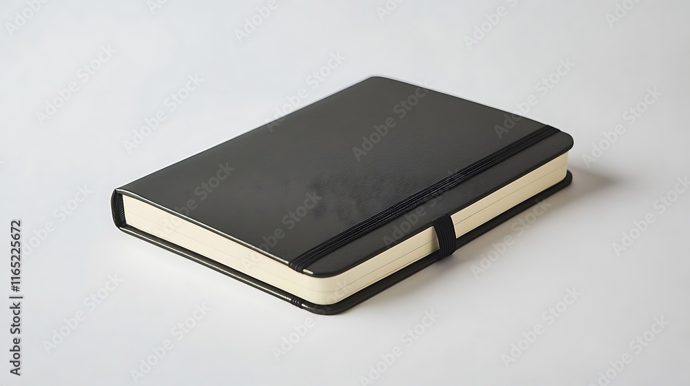 Closed Black Notebook on White Background Closed Black Notebook on White Background