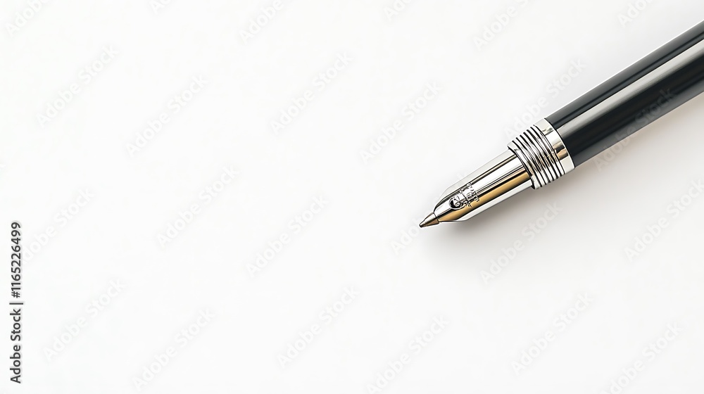 Elegant Fountain Pen on White Background