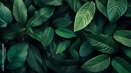 Lush Green Tropical Leaves Background Texture