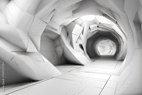 Abstract White Tunnel Architectural Design Rendering