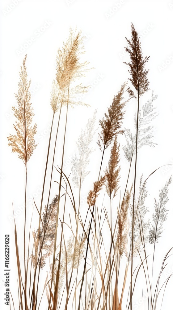Fototapeta premium Elegant Dried Grass Artwork: A Stunning Botanical Illustration