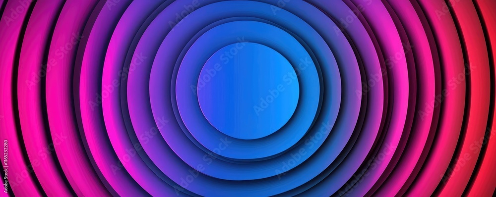 Obraz premium Circles abstract background concept. Vibrant concentric circles design in blue, pink, and purple for modern graphic projects.