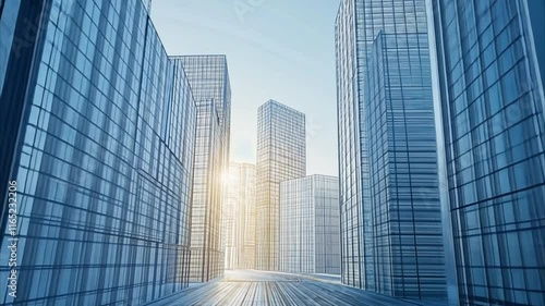 Wallpaper Mural 3D rendering wireframe of office buildings blue background. Concept - modern city modern architecture and designing Torontodigital.ca