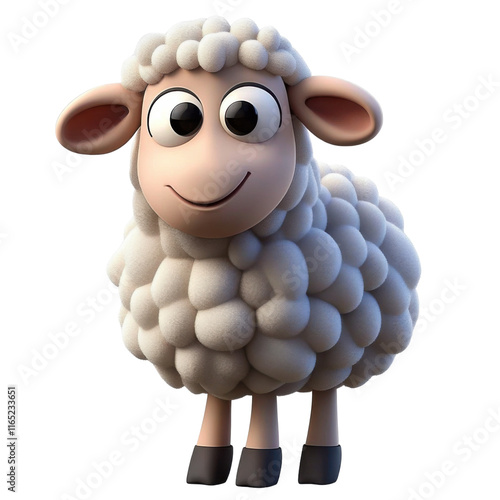 3D Sheep cartoon character isolated on a transparent background. photo