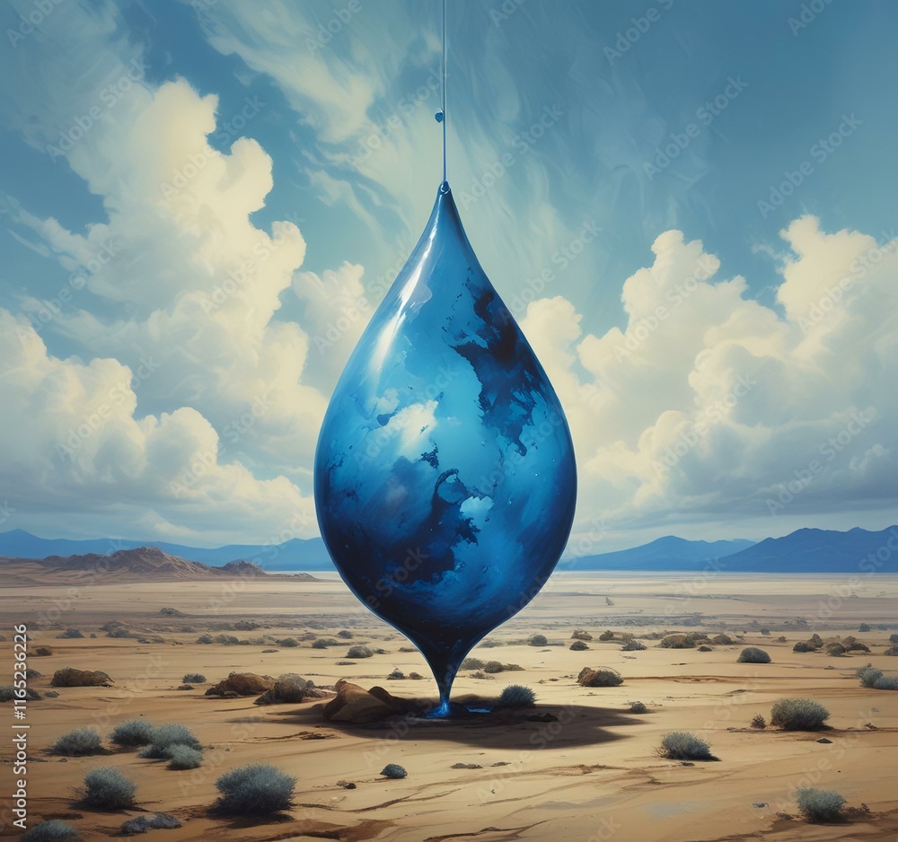 Obraz premium Illustration of water drop with spring environment.