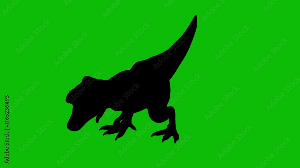 Silhouette of a tyrannosaurus rex (T-Rex) dinosaur roaring on green screen, perspective view. Animal silhouettes, seamless loop 3D animation. You can remove the green screen using any video editor. Silhouette of a tyrannosaurus rex (T-Rex) dinosaur roaring on green screen, perspective view. Animal silhouettes, seamless loop 3D animation. You can remove the green screen using any video editor.