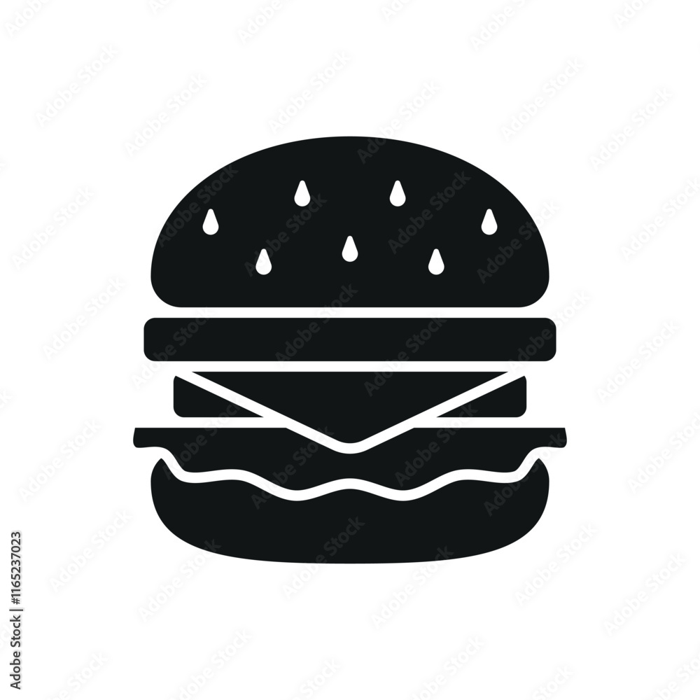 Hamburger Food Icon features a juicy and mouth-watering design, perfect for representing fast food, casual dining, or burger specialty restaurants Hamburger Food Icon features a juicy and mouth-watering design, perfect for representing fast food, casual dining, or burger specialty restaurants